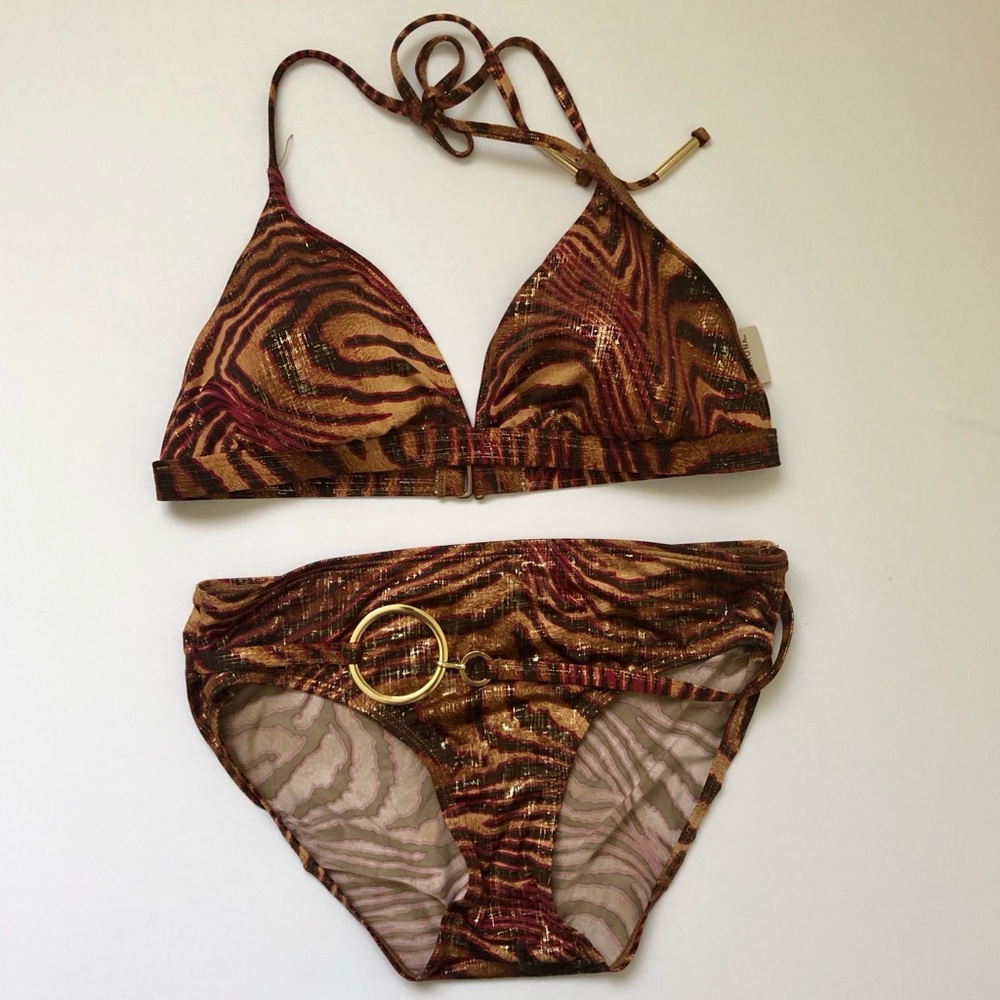 Animal print bikini Gold copper tone, S/M